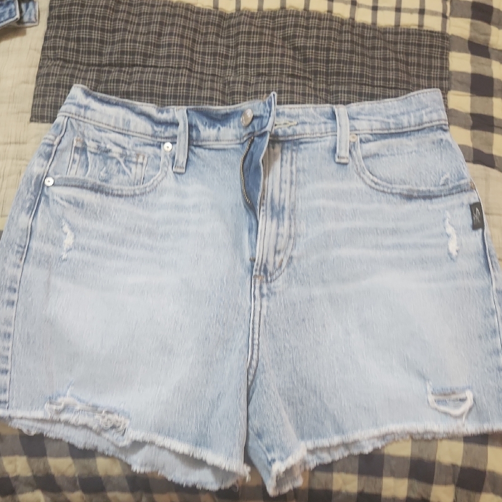 Silver Jeans Blue Jean Shorts Distressed Raw Hem